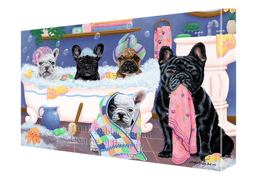 Rub A Dub Dogs In A Tub French Bulldogs Canvas Print Wall Art Décor CVS133316