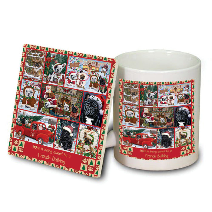 Love is Being Owned Christmas French Bulldogs Mug and Coaster Set MUC57216
