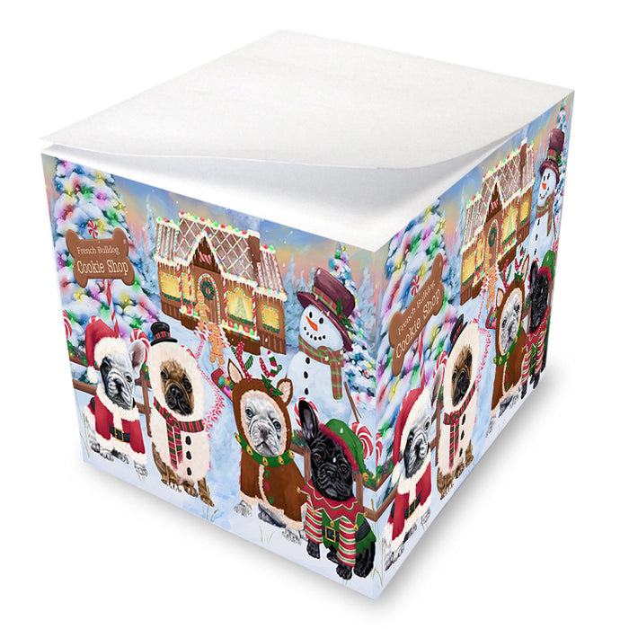 Holiday Gingerbread Cookie Shop French Bulldogs Note Cube NOC54471
