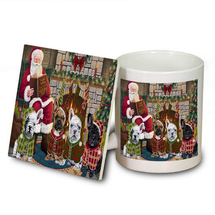 Christmas Cozy Holiday Tails French Bulldogs Mug and Coaster Set MUC55116