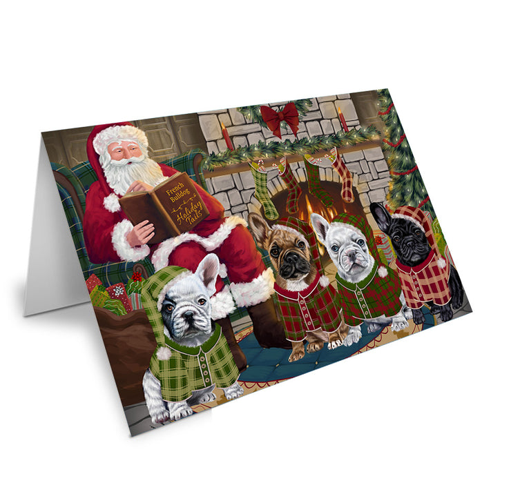 Christmas Cozy Holiday Tails French Bulldogs Handmade Artwork Assorted Pets Greeting Cards and Note Cards with Envelopes for All Occasions and Holiday Seasons GCD69887