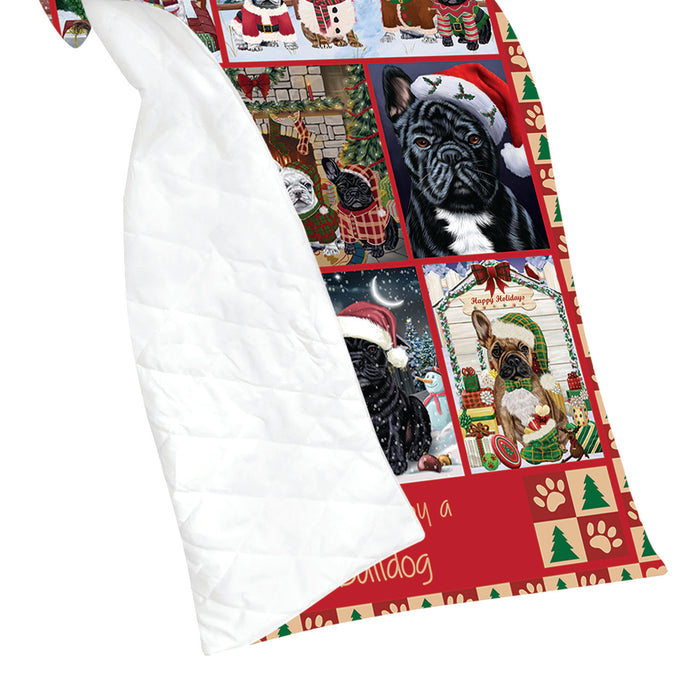 Love is Being Owned Christmas French Bulldogs Quilt