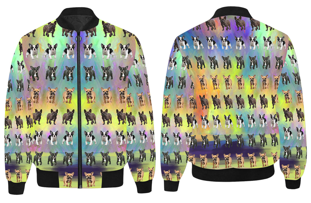 Paradise Wave French Bulldogs All Over Print Quilted Bomber Men's Jacket