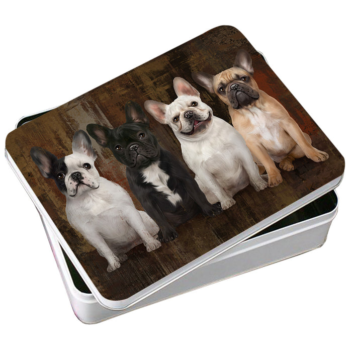 Rustic 4 French Bulldogs Photo Storage Tin PITN50612