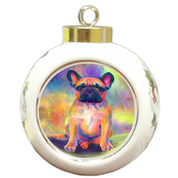 Paradise Wave French Bulldog Round Ball Christmas Ornament RBPOR56425