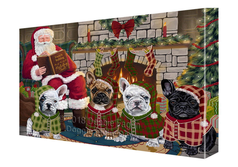 Christmas Cozy Holiday Tails French Bulldogs Canvas Print Wall Art Décor CVS116045