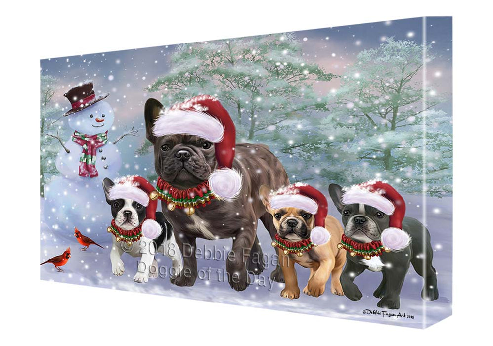 Christmas Running Family French Bulldogs Canvas Print Wall Art Décor CVS119150