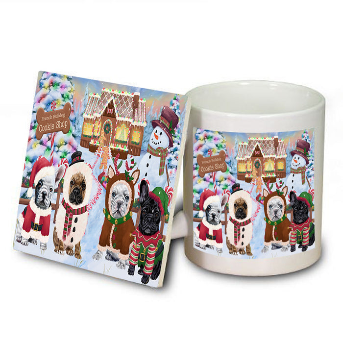Holiday Gingerbread Cookie Shop French Bulldogs Mug and Coaster Set MUC56391