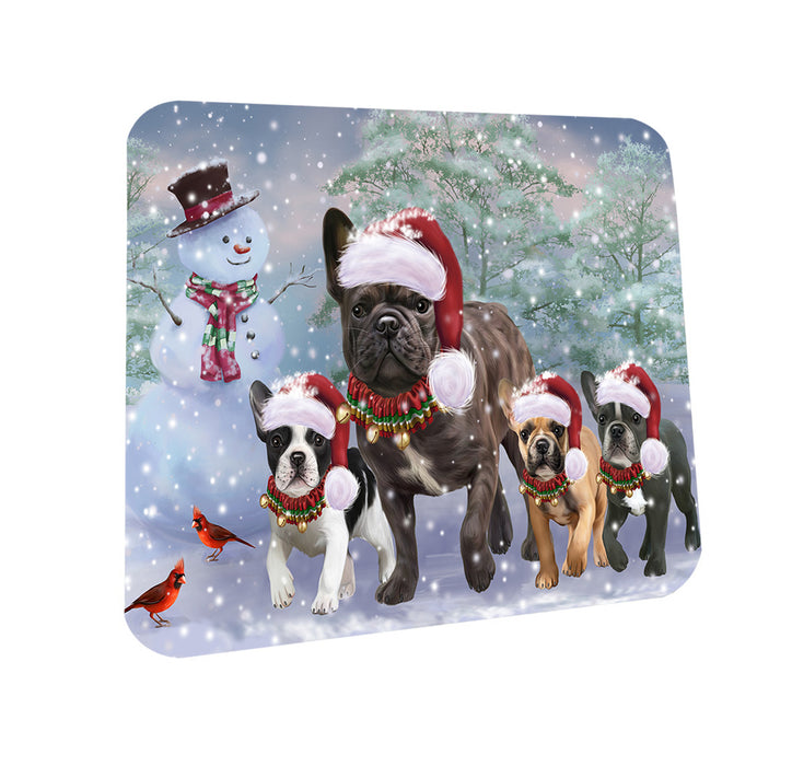Christmas Running Family French Bulldogs Coasters Set of 4 CST55427