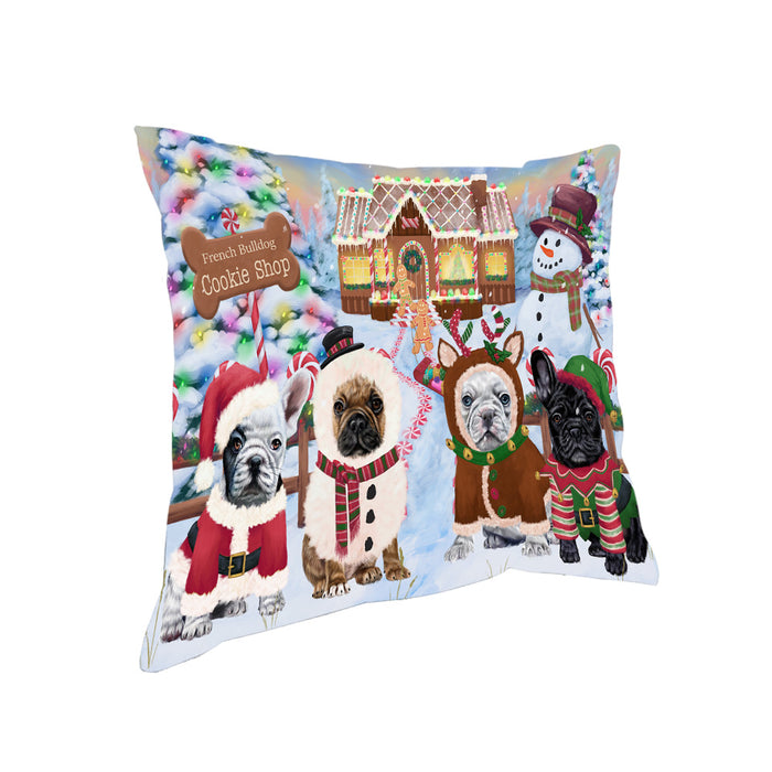 Holiday Gingerbread Cookie Shop French Bulldogs Pillow PIL79888