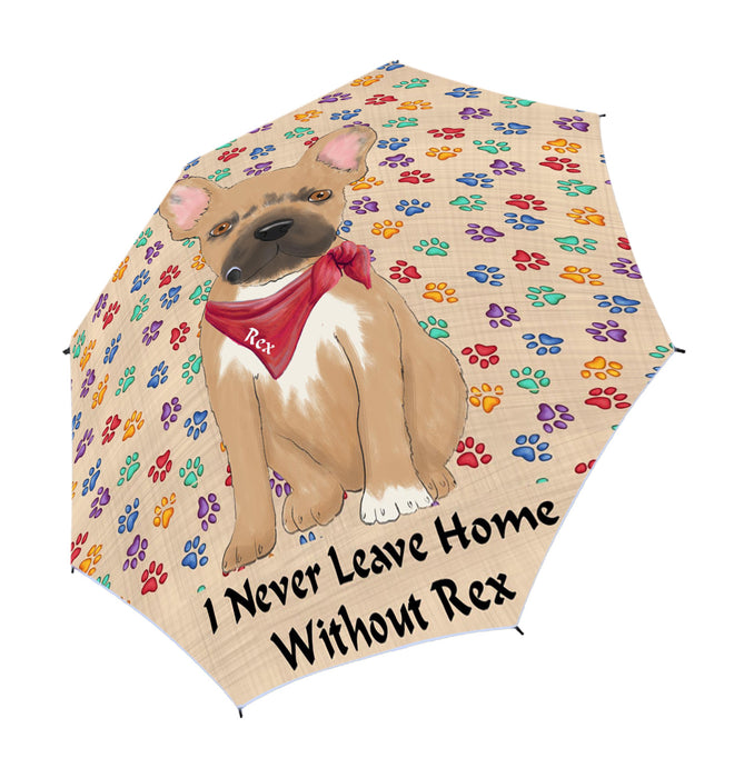 Custom Pet Name Personalized I never Leave Home French Bulldog Semi-Automatic Foldable Umbrella