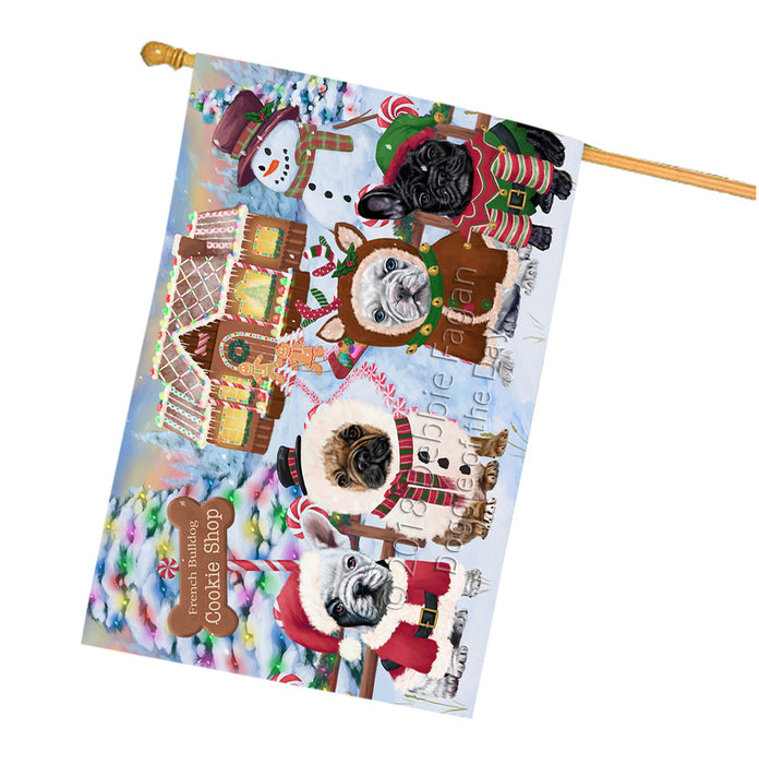 Holiday Gingerbread Cookie Shop French Bulldogs House Flag FLG57083