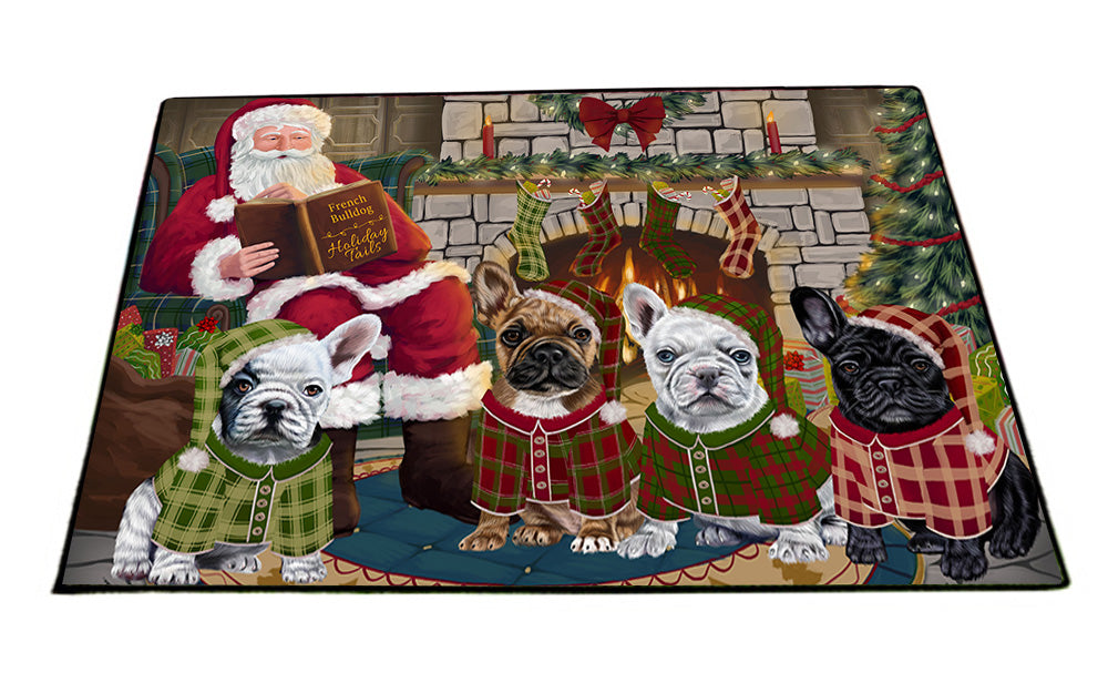 Christmas Cozy Holiday Tails French Bulldogs Floormat FLMS52659
