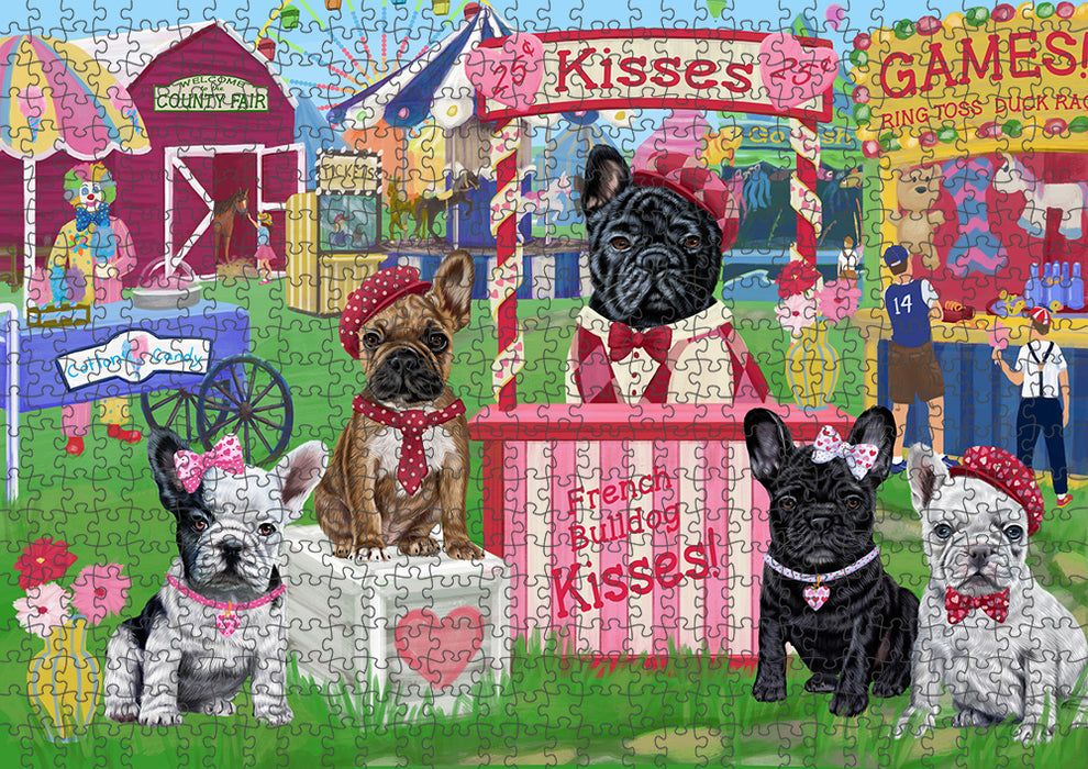 Carnival Kissing Booth French Bulldogs Puzzle with Photo Tin PUZL91536