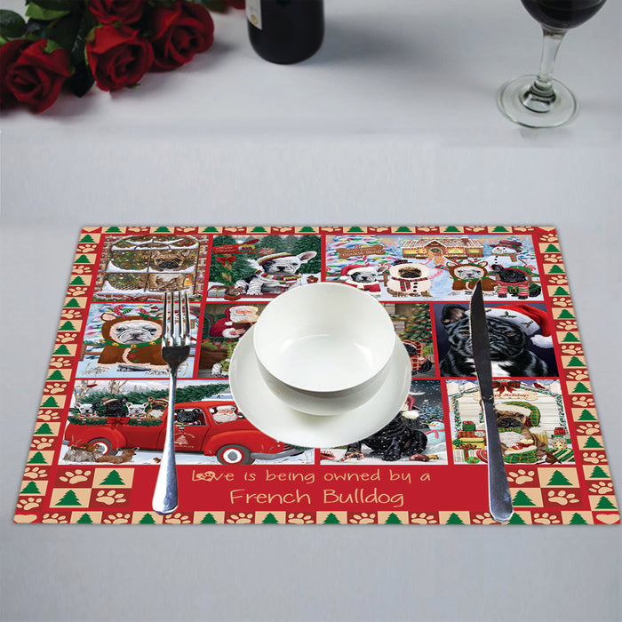 Love is Being Owned Christmas French Bulldogs Placemat