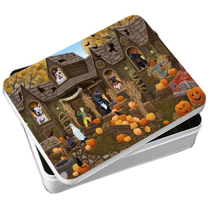 Haunted House Halloween Trick or Treat French Bulldogs Photo Storage Tin PITN52866