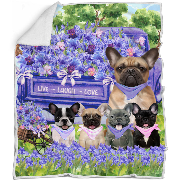French Bulldog Bed Blanket, Explore a Variety of Designs, Custom, Soft and Cozy, Personalized, Throw Woven, Fleece and Sherpa, Gift for Pet and Dog Lovers