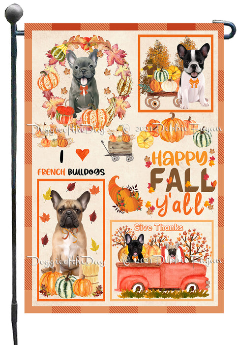 Happy Fall Y'all Pumpkin French Bulldogs Garden Flags- Outdoor Double Sided Garden Yard Porch Lawn Spring Decorative Vertical Home Flags 12 1/2"w x 18"h