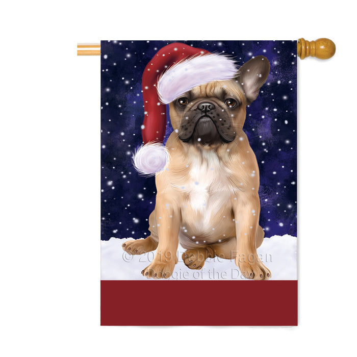 Personalized Let It Snow Happy Holidays French Bulldog Custom House Flag FLG-DOTD-A62406