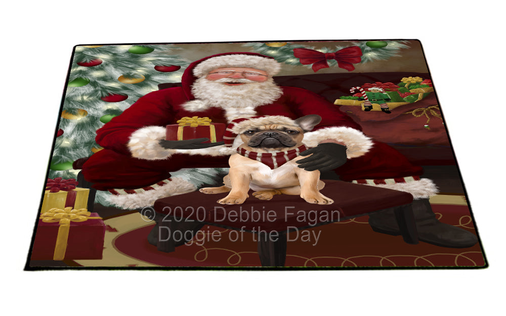 Santa's Christmas Surprise French Bulldog Indoor/Outdoor Welcome Floormat - Premium Quality Washable Anti-Slip Doormat Rug FLMS57436