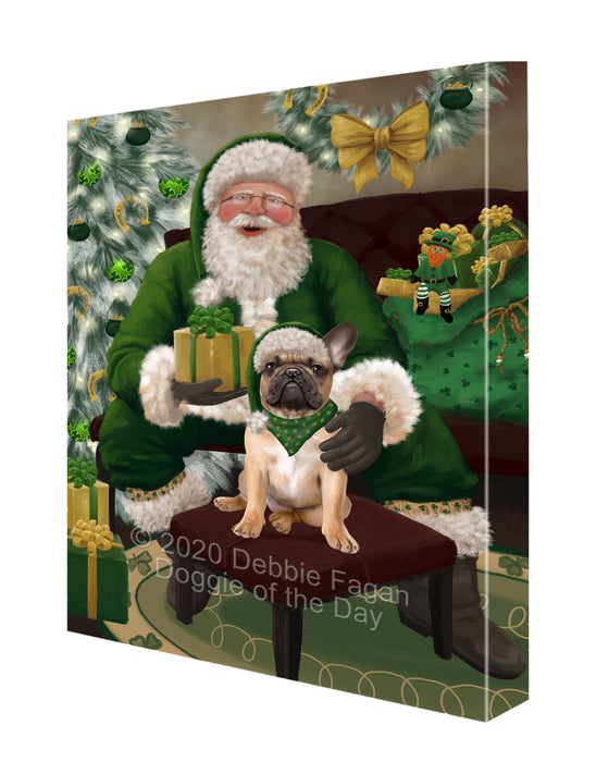 Christmas Irish Santa with Gift and French Bulldog Canvas Print Wall Art Décor CVS147653