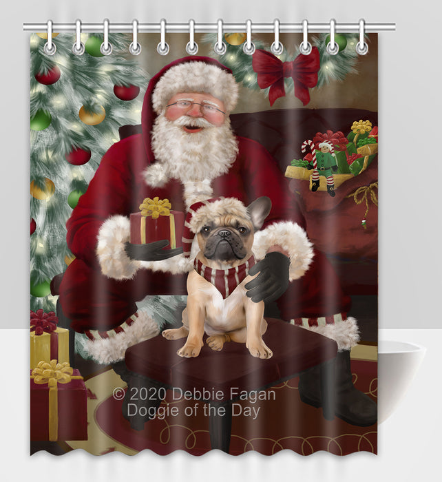 Santa's Christmas Surprise French Bulldog Shower Curtain Bathroom Accessories Decor Bath Tub Screens SC231