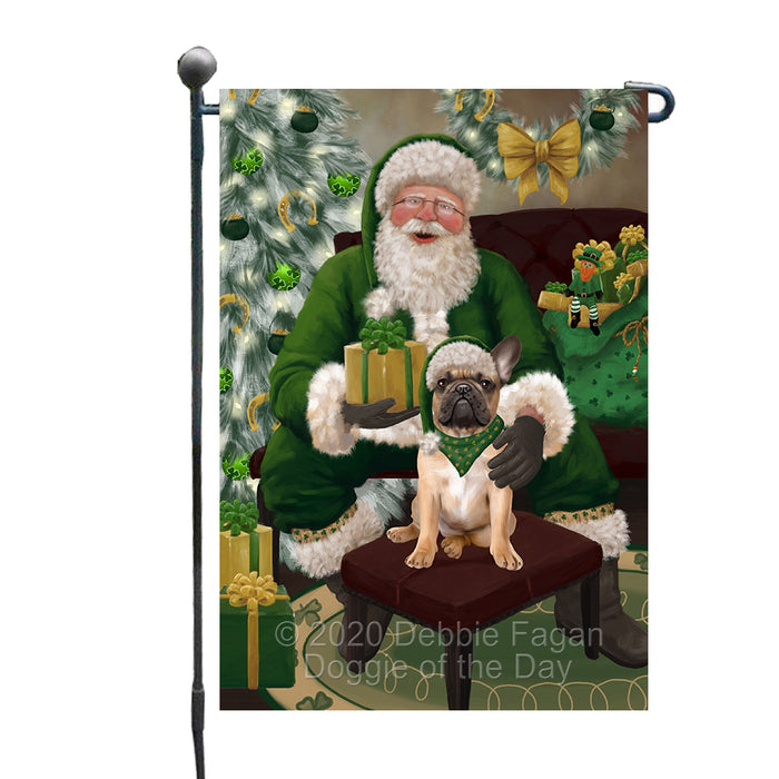 Christmas Irish Santa with Gift and French Bulldog Garden Flag GFLG66639