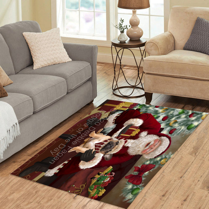 Santa's Christmas Surprise French Bulldog Polyester Living Room Carpet Area Rug ARUG67503