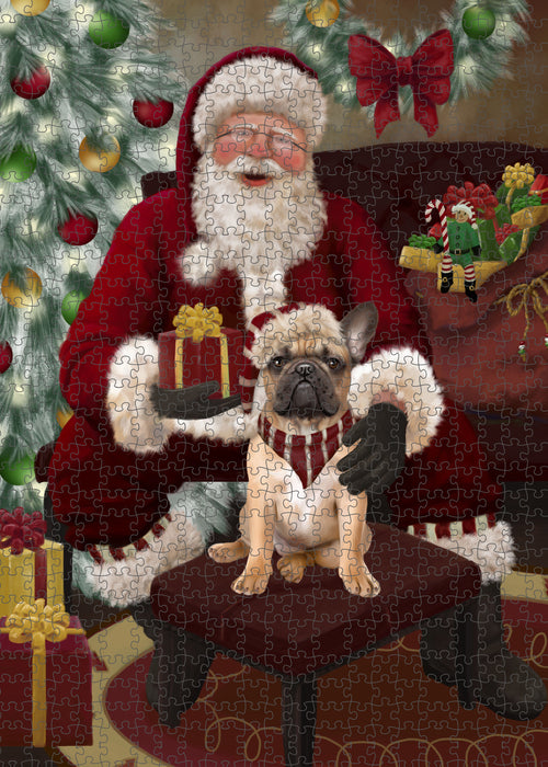 Santa's Christmas Surprise French Bulldog Puzzle with Photo Tin PUZL100784