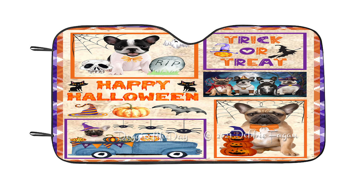 Happy Halloween Trick or Treat French Bulldogs Car Sun Shade Cover Curtain