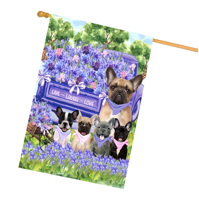 French Bulldogs House Flag for Dog and Pet Lovers, Explore a Variety of Designs, Custom, Personalized, Weather Resistant, Double-Sided, Home Outside Yard Decor