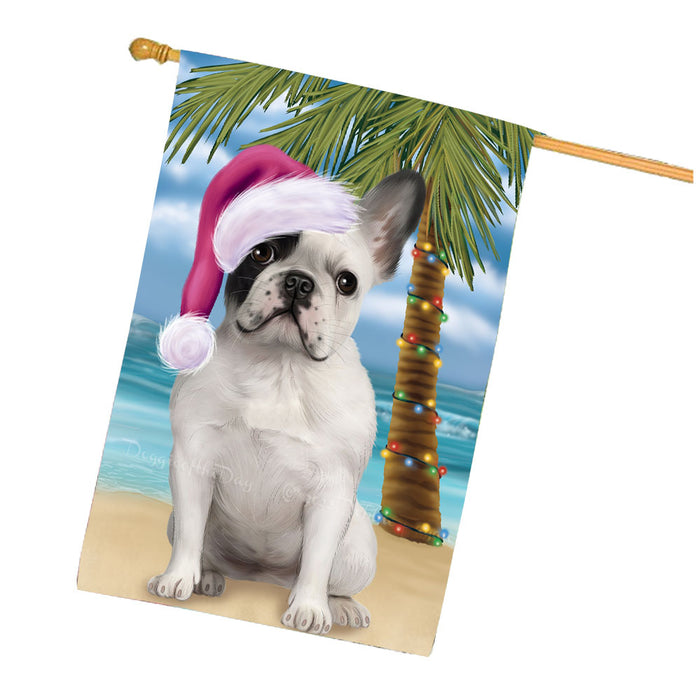 Christmas Summertime Beach French Bulldog House Flag Outdoor Decorative Double Sided Pet Portrait Weather Resistant Premium Quality Animal Printed Home Decorative Flags 100% Polyester FLG68737