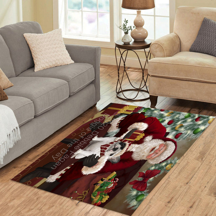 Santa's Christmas Surprise French Bulldog Polyester Living Room Carpet Area Rug ARUG67510