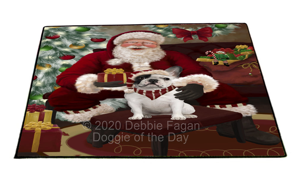 Santa's Christmas Surprise French Bulldog Indoor/Outdoor Welcome Floormat - Premium Quality Washable Anti-Slip Doormat Rug FLMS57439