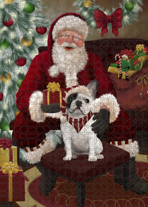 Santa's Christmas Surprise French Bulldog Puzzle with Photo Tin PUZL100788