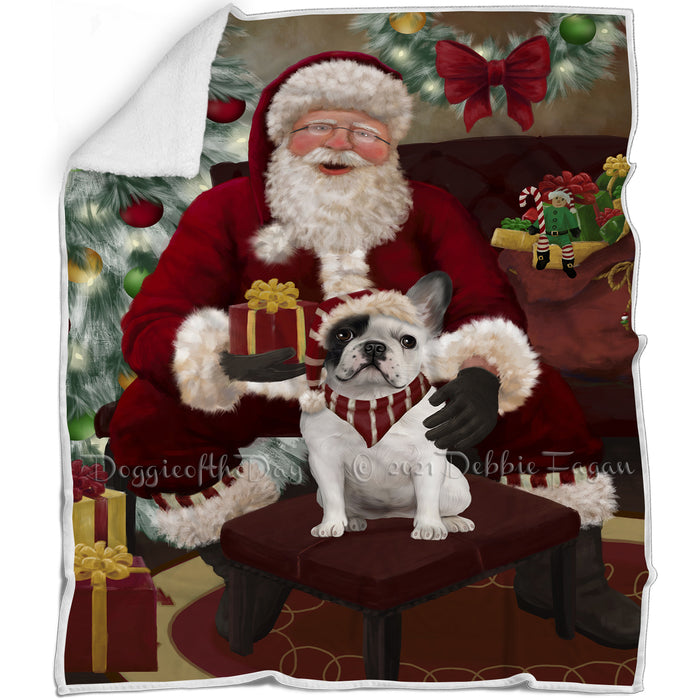 Santa's Christmas Surprise French Bulldog Blanket BLNKT142198