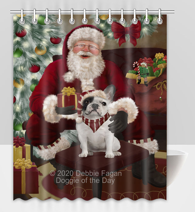 Santa's Christmas Surprise French Bulldog Shower Curtain Bathroom Accessories Decor Bath Tub Screens SC232