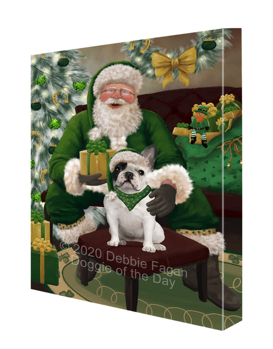 Christmas Irish Santa with Gift and French Bulldog Canvas Print Wall Art Décor CVS147662