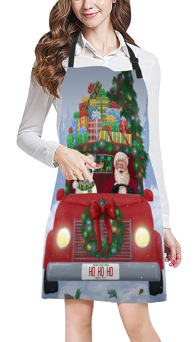 Christmas Honk Honk Red Truck Here Comes with Santa and French Bulldog Apron Apron-48202