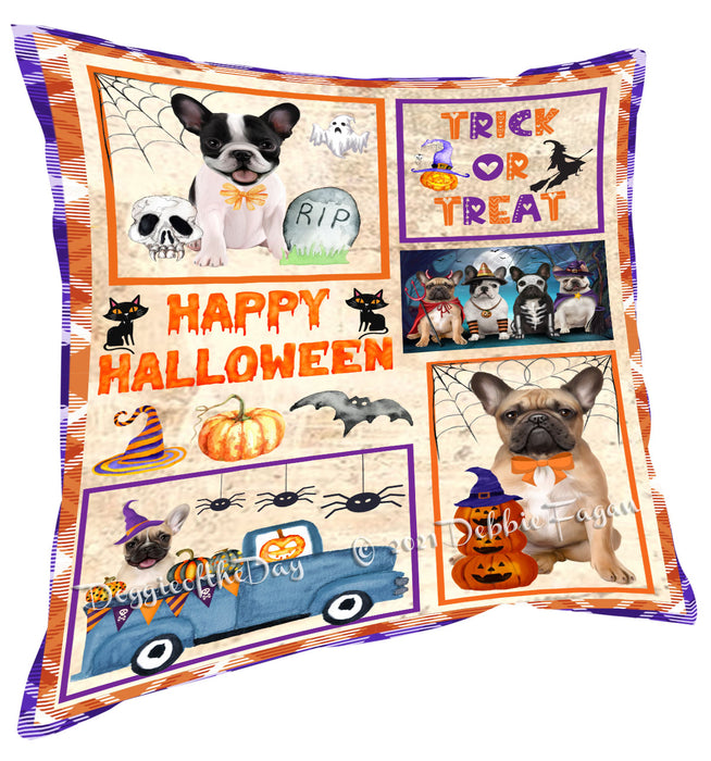 Happy Halloween Trick or Treat French Bulldogs Pillow with Top Quality High-Resolution Images - Ultra Soft Pet Pillows for Sleeping - Reversible & Comfort - Ideal Gift for Dog Lover - Cushion for Sofa Couch Bed - 100% Polyester