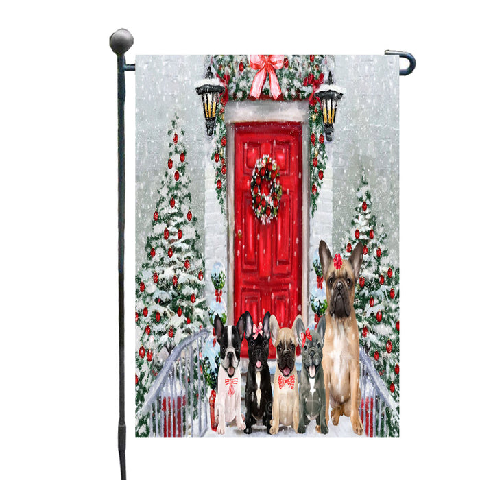Christmas Holiday Welcome French Bulldogs Garden Flags- Outdoor Double Sided Garden Yard Porch Lawn Spring Decorative Vertical Home Flags 12 1/2"w x 18"h