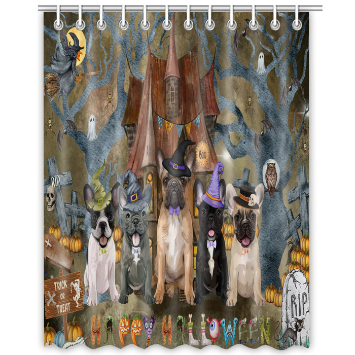 French Bulldog Shower Curtain: Explore a Variety of Designs, Halloween Bathtub Curtains for Bathroom with Hooks, Personalized, Custom, Gift for Pet and Dog Lovers