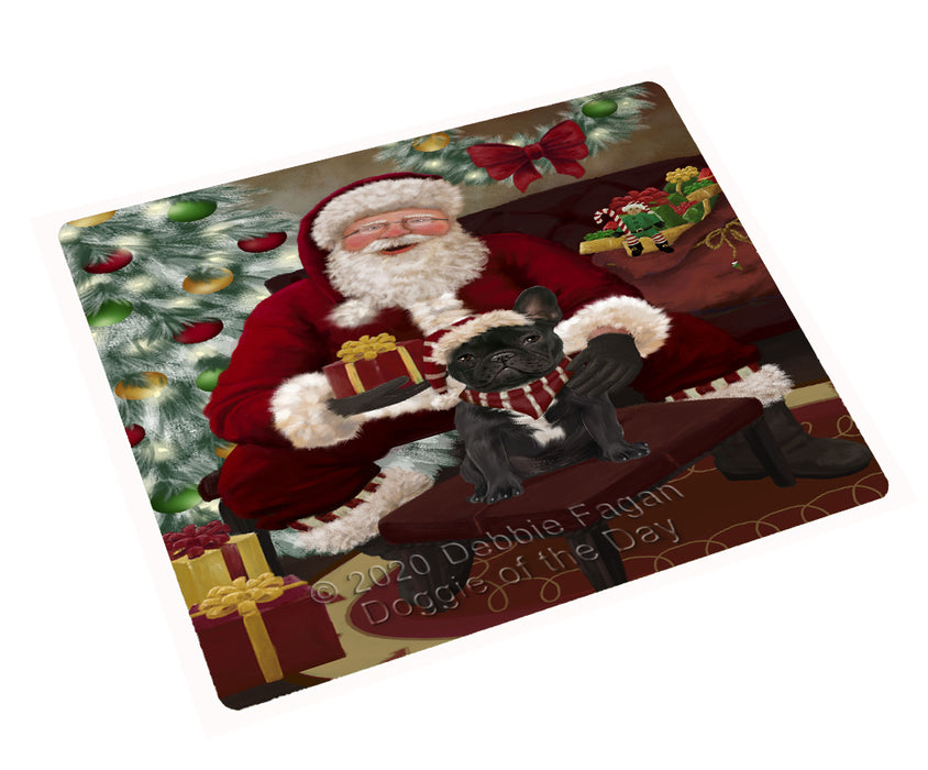 Santa's Christmas Surprise French Bulldog Cutting Board - Easy Grip Non-Slip Dishwasher Safe Chopping Board Vegetables C78622
