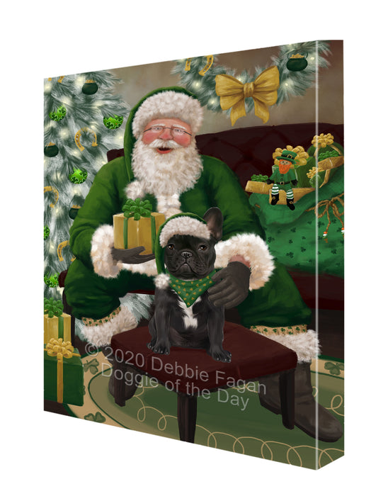 Christmas Irish Santa with Gift and French Bulldog Canvas Print Wall Art Décor CVS147671