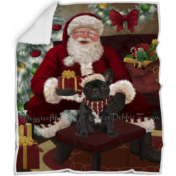 Santa's Christmas Surprise French Bulldog Blanket BLNKT142203