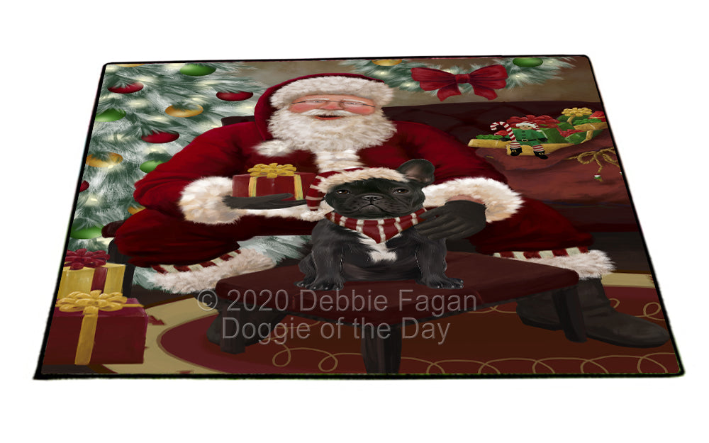 Santa's Christmas Surprise French Bulldog Indoor/Outdoor Welcome Floormat - Premium Quality Washable Anti-Slip Doormat Rug FLMS57442