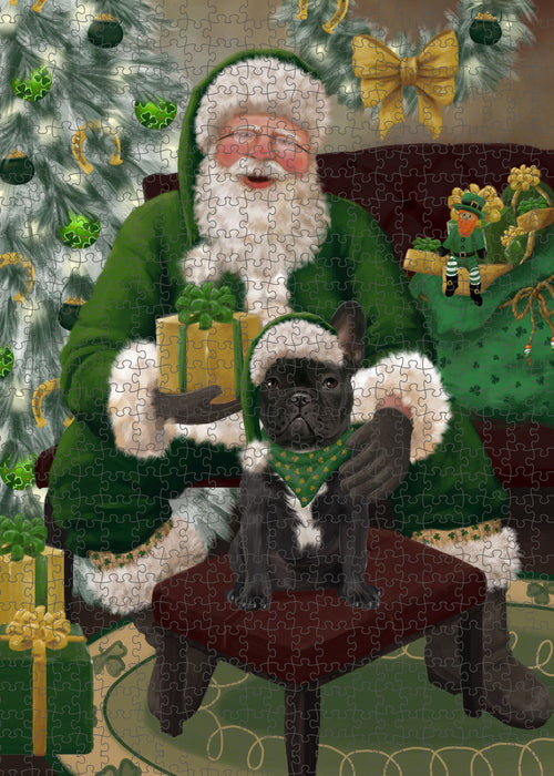 Christmas Irish Santa with Gift and French Bulldog Puzzle with Photo Tin PUZL100400
