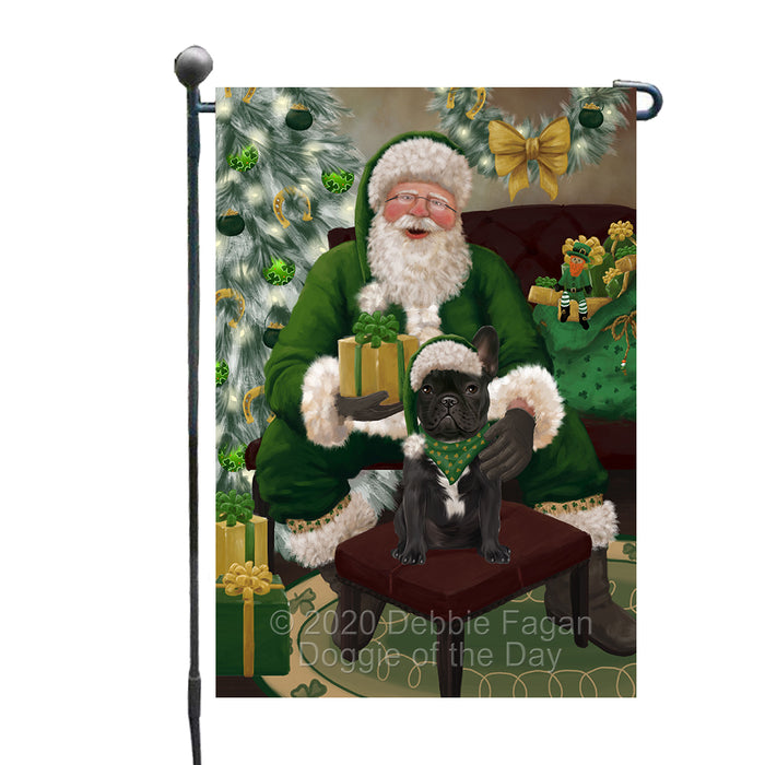 Christmas Irish Santa with Gift and French Bulldog Garden Flag GFLG66641