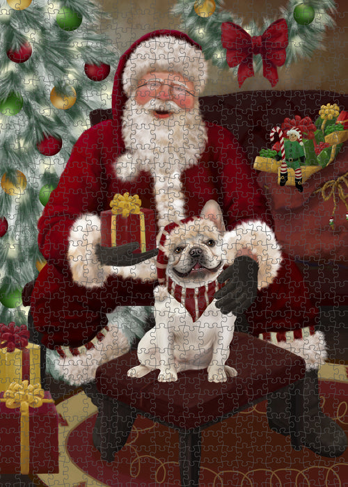 Santa's Christmas Surprise French Bulldog Puzzle with Photo Tin PUZL100796