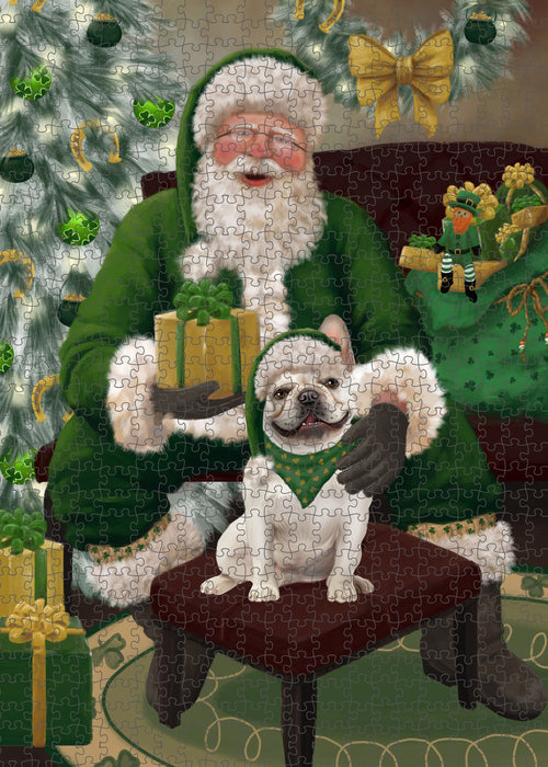 Christmas Irish Santa with Gift and French Bulldog Puzzle with Photo Tin PUZL100404